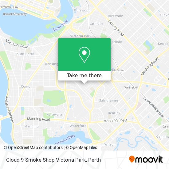 Mapa Cloud 9 Smoke Shop Victoria Park