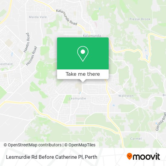 Lesmurdie Rd Before Catherine Pl map