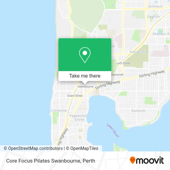 Mapa Core Focus Pilates Swanbourne