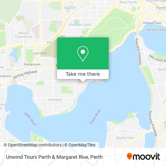 Mapa Unwind Tours Perth & Margaret Rive