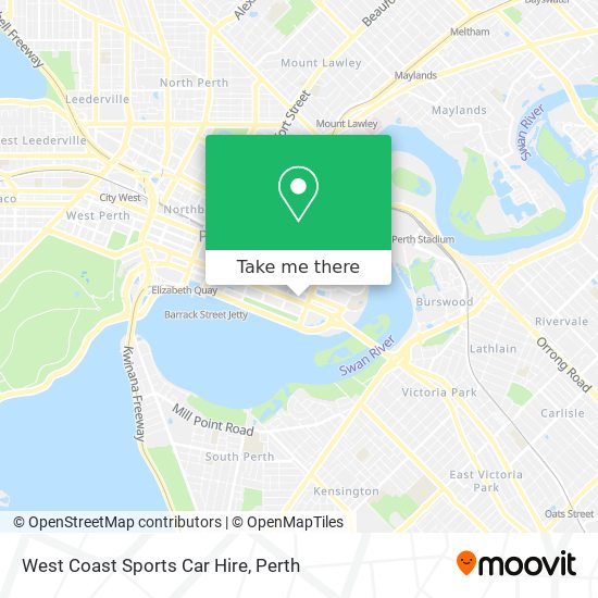 West Coast Sports Car Hire map