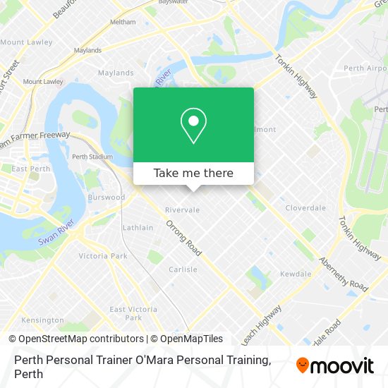 Mapa Perth Personal Trainer O'Mara Personal Training