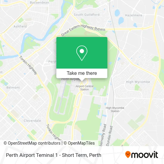 Mapa Perth Airport Teminal 1 - Short Term