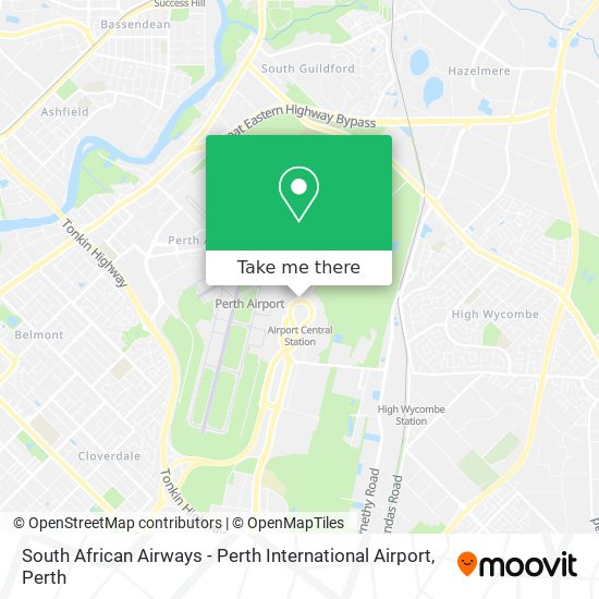 Mapa South African Airways - Perth International Airport