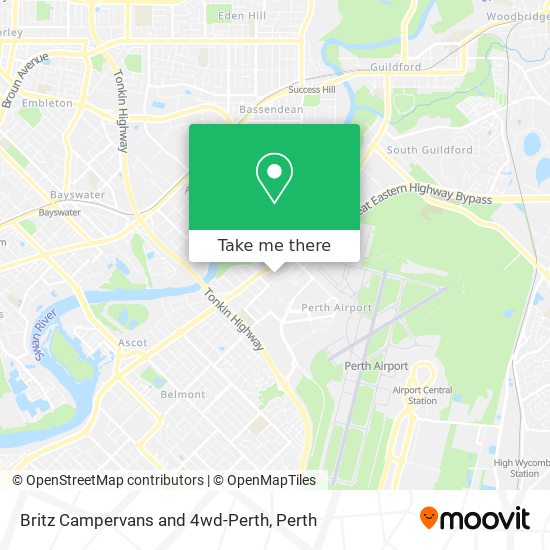 Britz Campervans and 4wd-Perth map