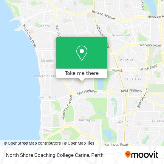 Mapa North Shore Coaching College Carine
