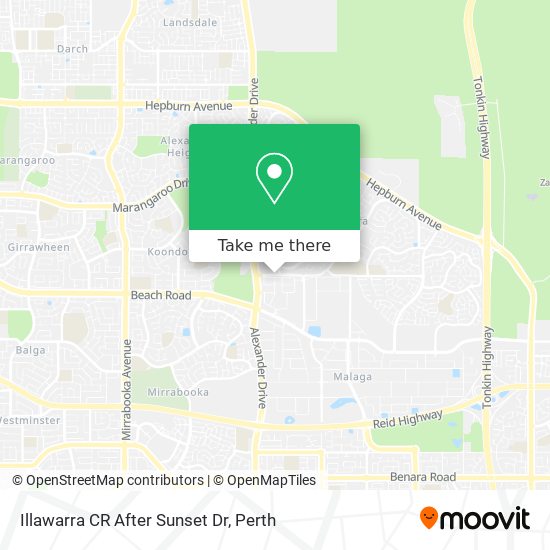 Illawarra CR After Sunset Dr map
