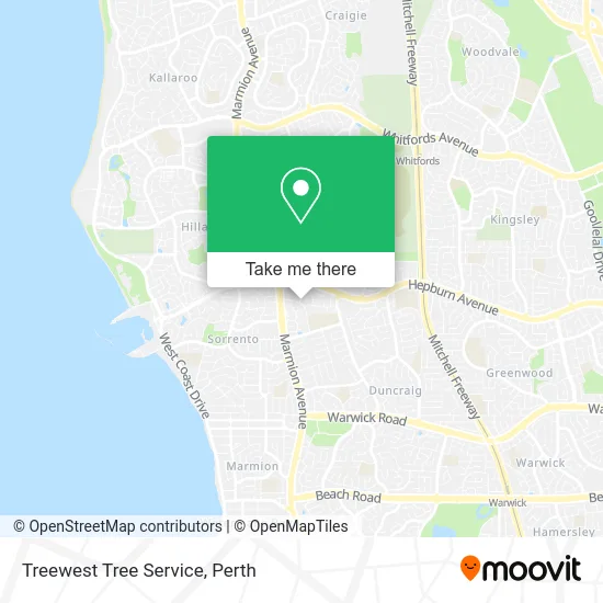 Mapa Treewest Tree Service