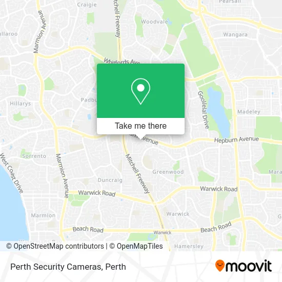 Mapa Perth Security Cameras