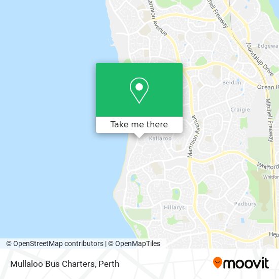 Mapa Mullaloo Bus Charters