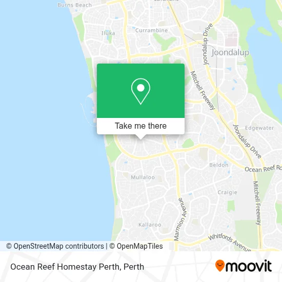 Mapa Ocean Reef Homestay Perth