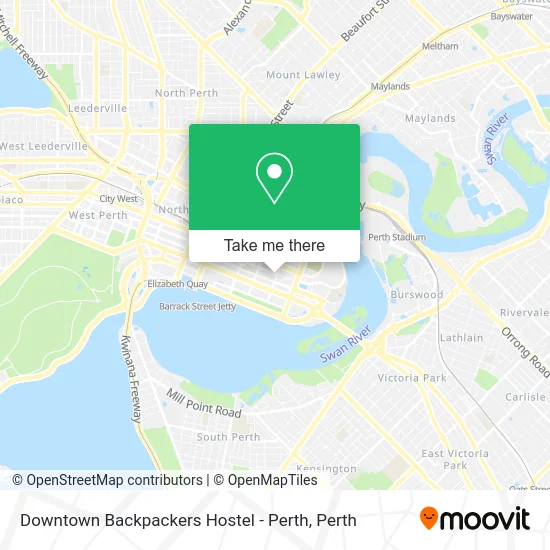 Mapa Downtown Backpackers Hostel - Perth