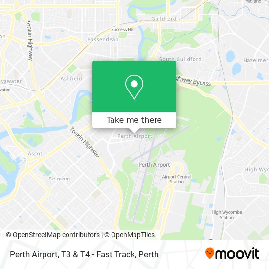 Perth Airport, T3 & T4 - Fast Track map