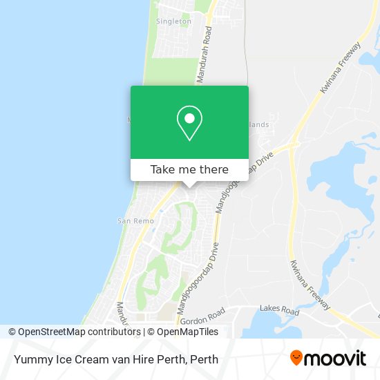 Yummy Ice Cream van Hire Perth map