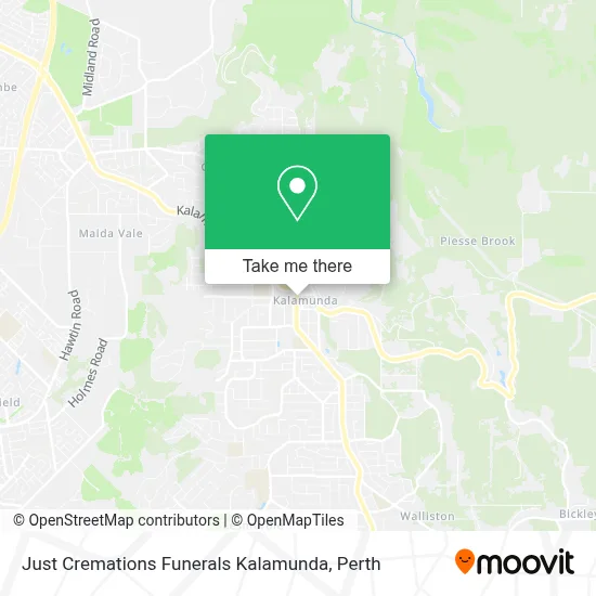 Mapa Just Cremations Funerals Kalamunda