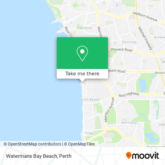 Watermans Bay Beach map