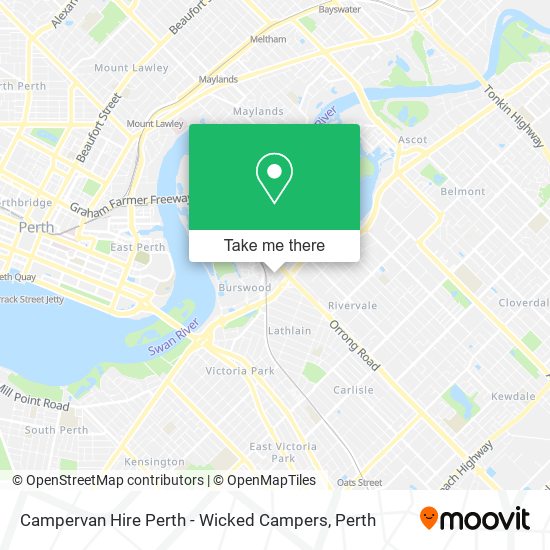 Campervan Hire Perth - Wicked Campers map