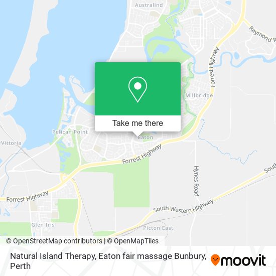 Mapa Natural Island Therapy, Eaton fair massage Bunbury