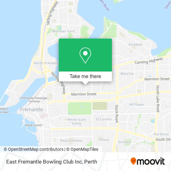 Mapa East Fremantle Bowling Club Inc