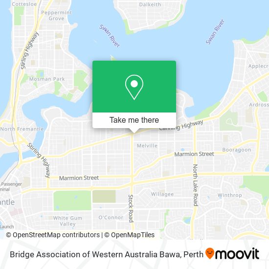 Mapa Bridge Association of Western Australia Bawa