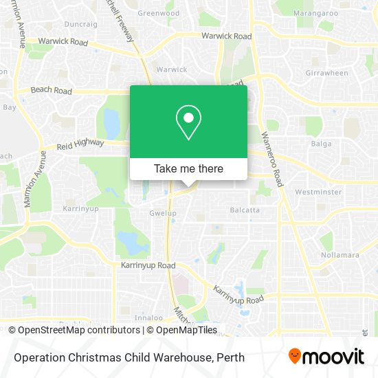 Mapa Operation Christmas Child Warehouse