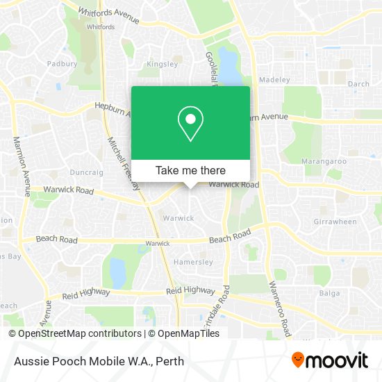 Mapa Aussie Pooch Mobile W.A.
