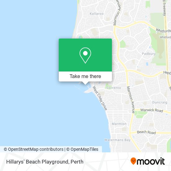Mapa Hillarys' Beach Playground