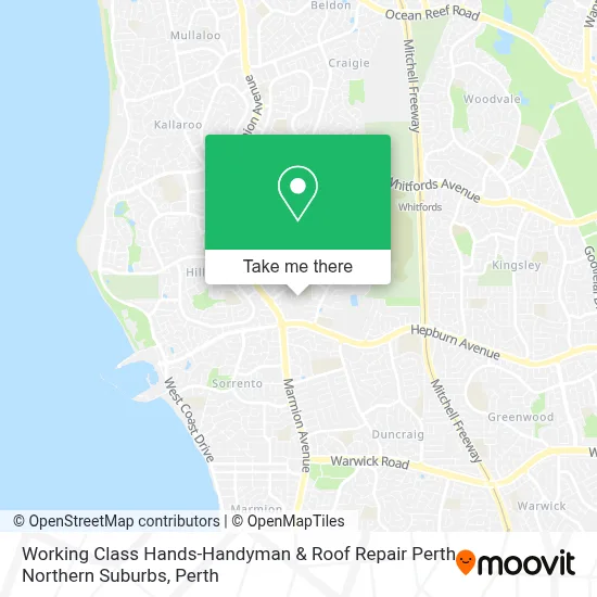 Working Class Hands-Handyman & Roof Repair Perth Northern Suburbs map