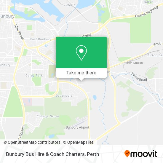 Mapa Bunbury Bus Hire & Coach Charters