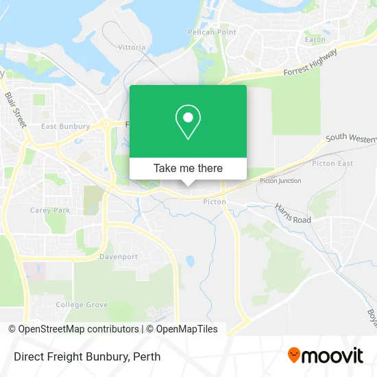 Mapa Direct Freight Bunbury