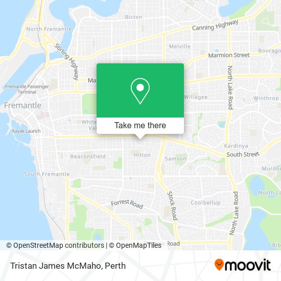 Mapa Tristan James McMaho