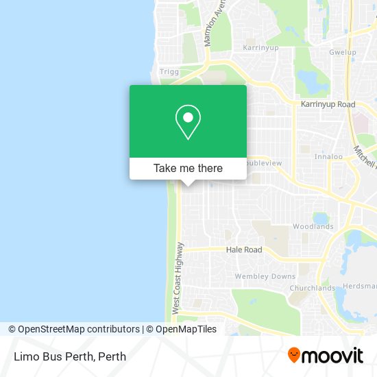 Mapa Limo Bus Perth