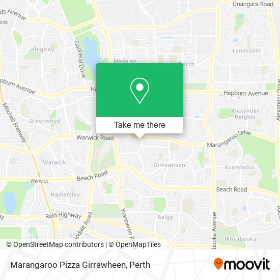 Mapa Marangaroo Pizza Girrawheen