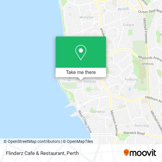 Mapa Flinderz Cafe & Restaurant