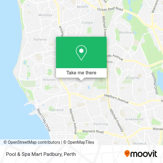 Mapa Pool & Spa Mart Padbury