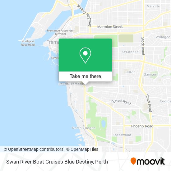 Swan River Boat Cruises Blue Destiny map