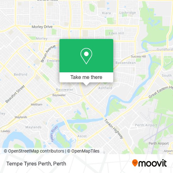 Mapa Tempe Tyres Perth