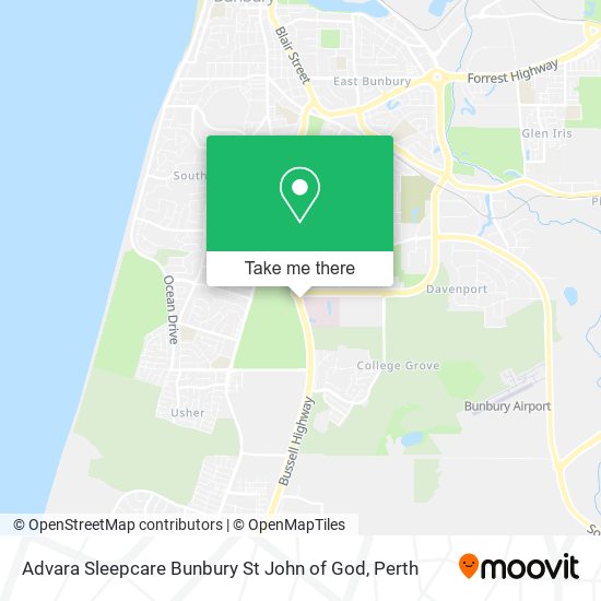 Advara Sleepcare Bunbury St John of God map