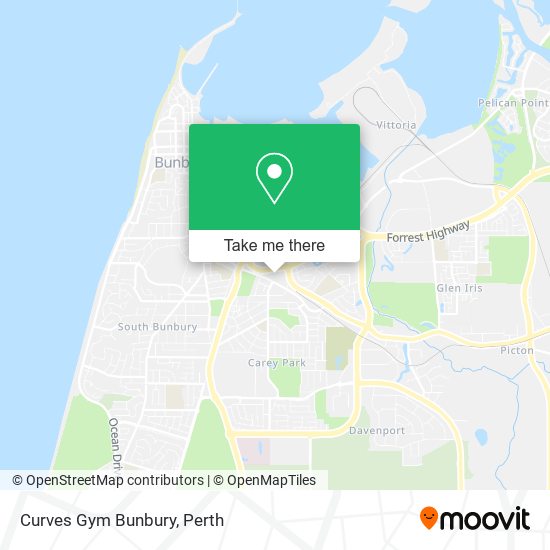 Curves Gym Bunbury map