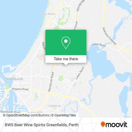 Mapa BWS Beer Wine Spirits Greenfields