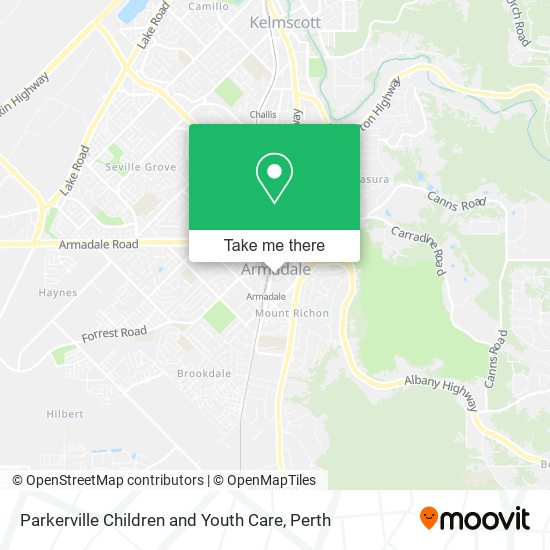 Parkerville Children and Youth Care map