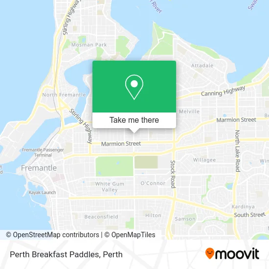 Mapa Perth Breakfast Paddles