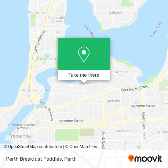 Mapa Perth Breakfast Paddles
