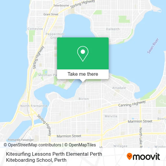 Mapa Kitesurfing Lessons Perth Elemental Perth Kiteboarding School