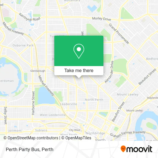 Mapa Perth Party Bus