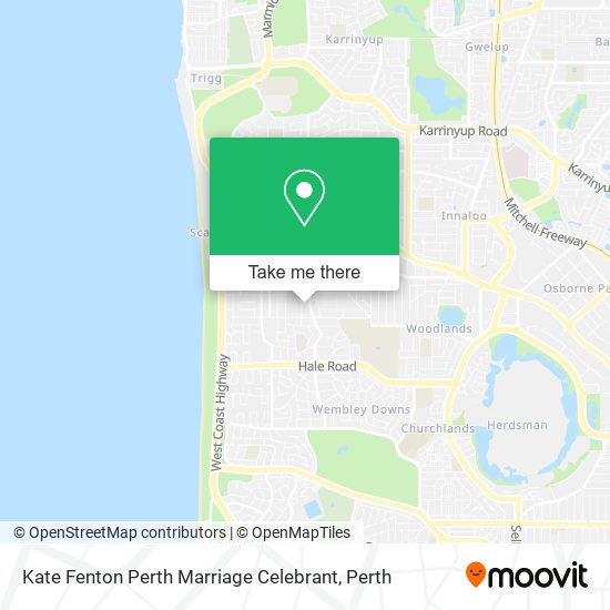 Mapa Kate Fenton Perth Marriage Celebrant