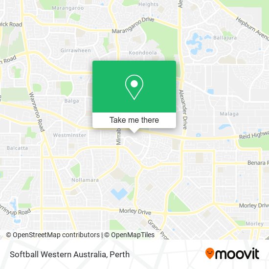 Mapa Softball Western Australia