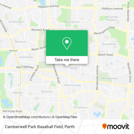 Camberwell Park Baseball Field map