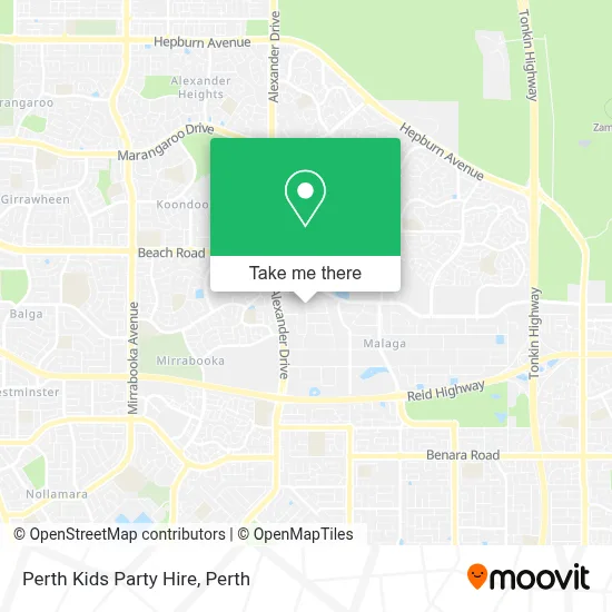 Mapa Perth Kids Party Hire