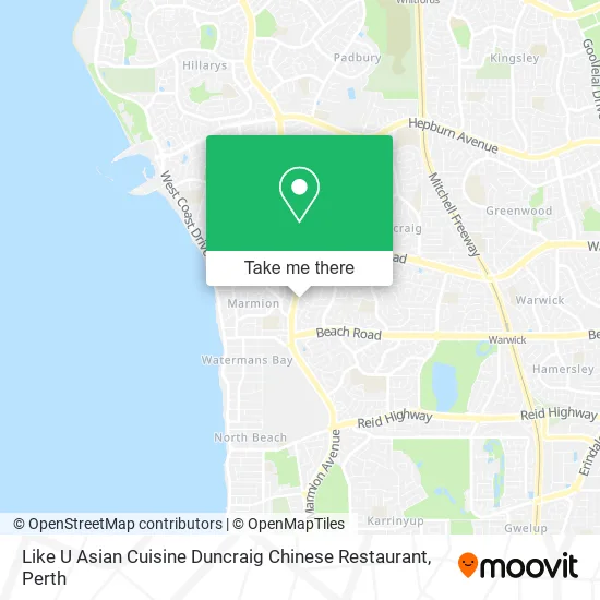 Like U Asian Cuisine Duncraig Chinese Restaurant map